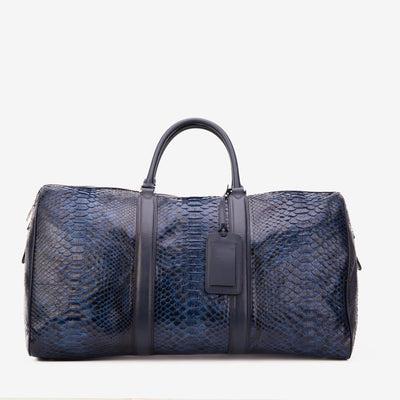 The Velar Navy Hand-Painted Python Leather Weekender Bag