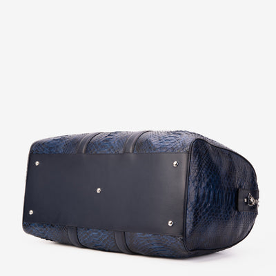 The Velar Navy Hand-Painted Python Leather Weekender Bag