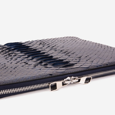The Varese Navy Hand-Painted Python Leather 14” Laptop Portfolio