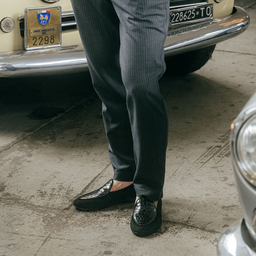Del Toro Shoes Men's Navy Croc Milano Loafer