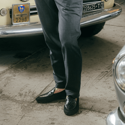 Del Toro Shoes Men's Navy Croc Milano Loafer