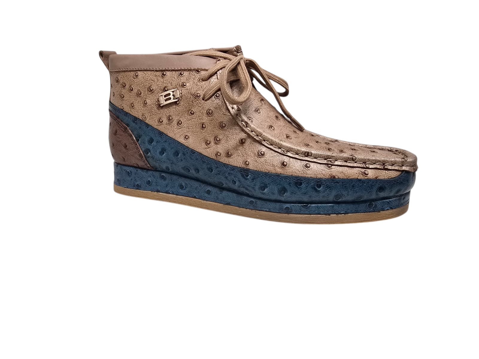 British Walkers New Castle Men's Ostrich Print Leather Chukka Boots view 6