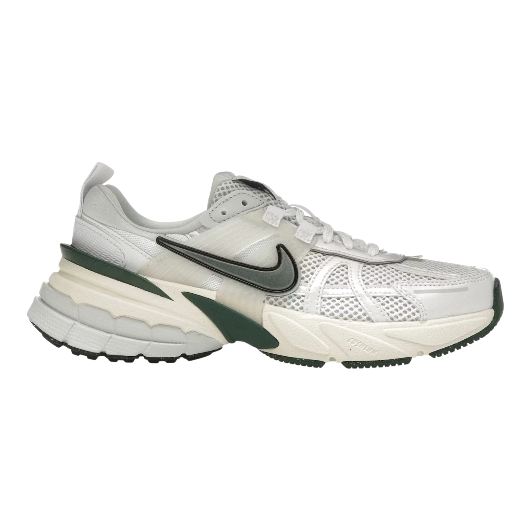 Nike V2K Run Women's Sneakers — White/Fir Green Mesh Low-Top
