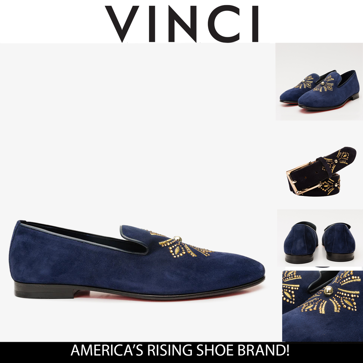 Vinci Leather The Lazio Shoe Navy Blue Suede Slip-on Loafer Men Shoe – product view 6