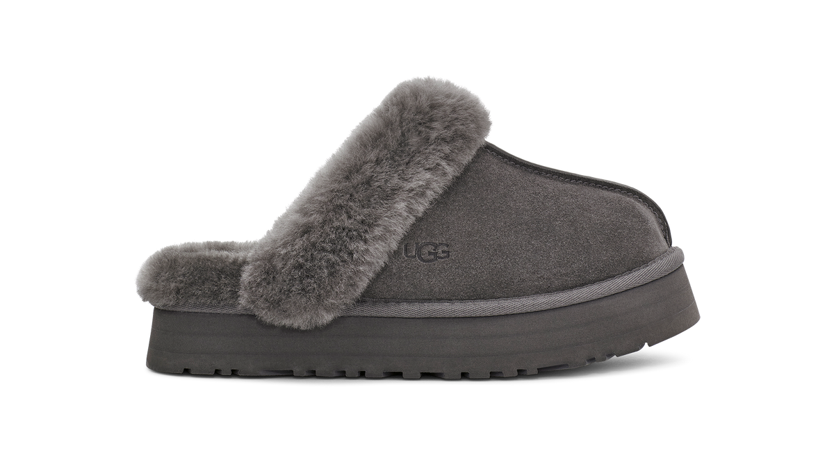 UGG Disquette Womens Platform Slippers — Charcoal Suede