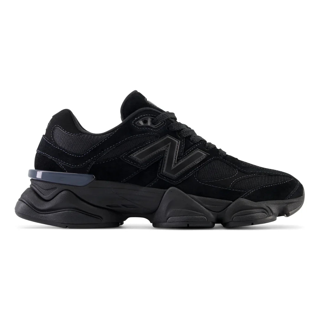 New Balance 9060 'Triple Black' Men's Sneakers — Black Suede Low-Top