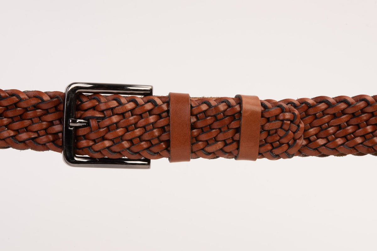 Vinci Leather The Mclean Woven Brown Leather Belt – product view 2