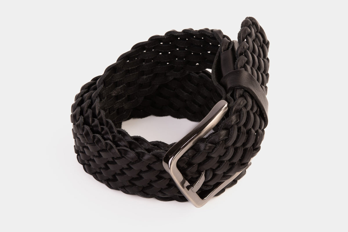 Vinci Leather The Mclean Woven Black Leather Belt – product view 7