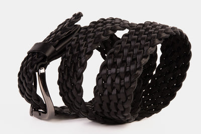 Vinci Leather The Grand Woven Black Color Leather Belt – product view 3