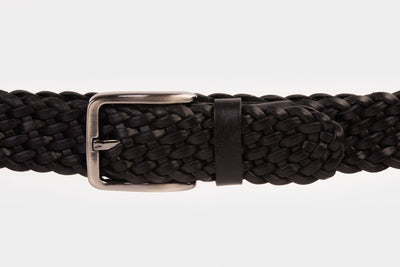 The Mclean Woven Black Leather Belt
