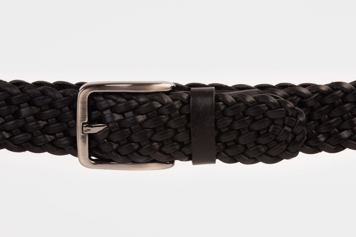 Vinci Leather The Grand Woven Black Color Leather Belt – product view 2