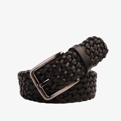 Vinci Leather The Grand Woven Black Color Leather Belt – product view 1