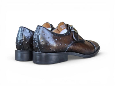 Ostrich Embossed Cap Toe Single Monk Strap Carrucci Shoes Men's – Top View