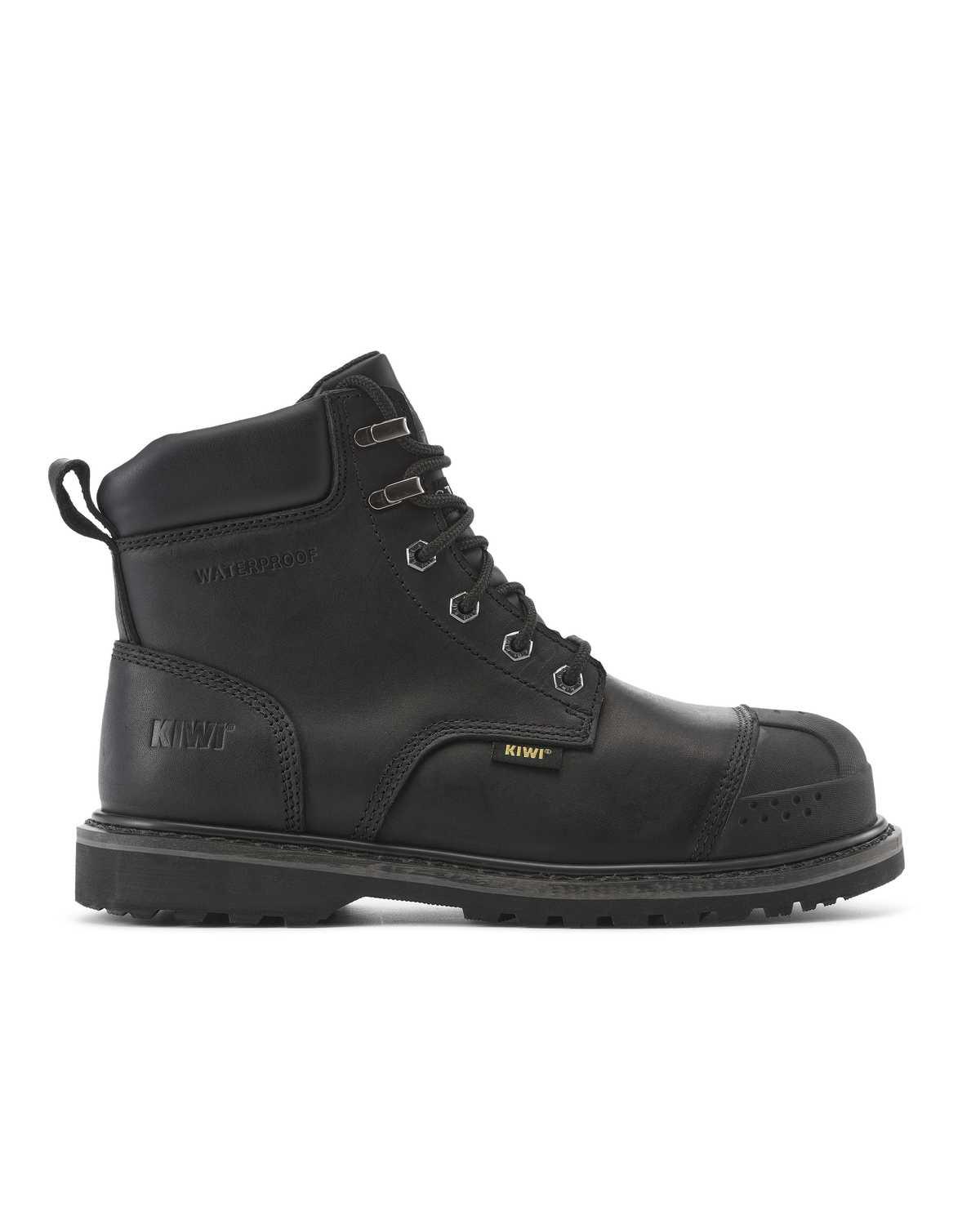 Kiwi Premium Black Action Leather 6" Steel Toe Waterproof Cap-Toe Work Boots [69700]