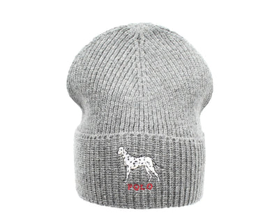 Polo Ralph Lauren Dalmatian Dog Knit Cuffed Beanie Hat Charcoal