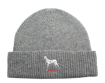 Polo Ralph Lauren Dalmatian Dog Knit Cuffed Beanie Hat Charcoal