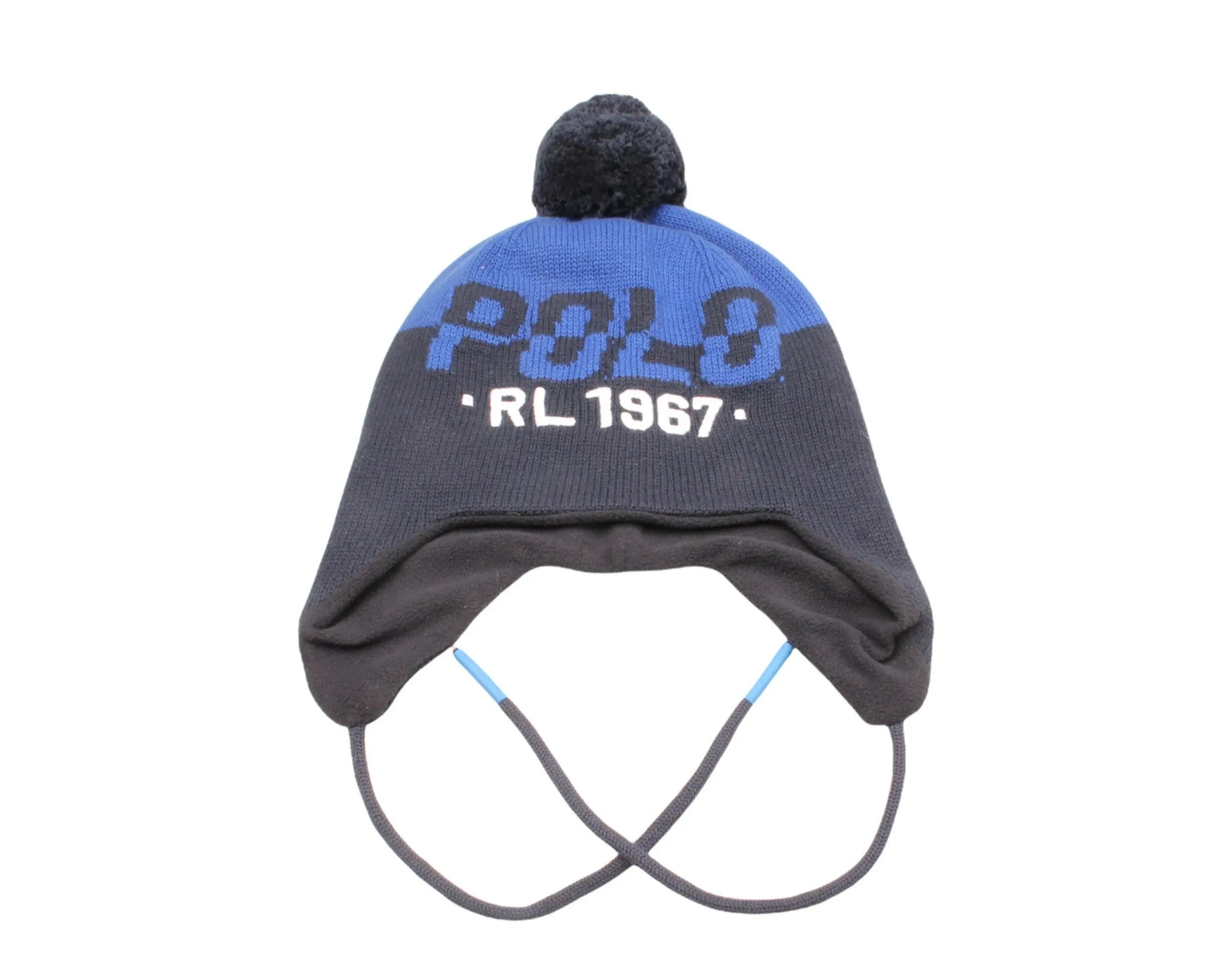 Polo Ralph Lauren RL 1967 Earflap Pom-Pom Knit Hat Navy/Royal