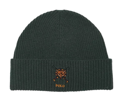 Polo Ralph Lauren Embroidered Fox Rib Men's Beanie — Green Knit
