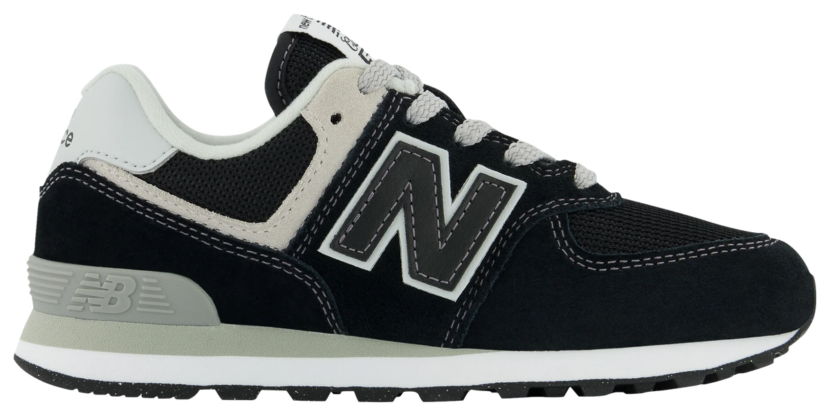 New Balance 574 Core Little Kids (PS) Sneakers — Black/White Suede Low-Top