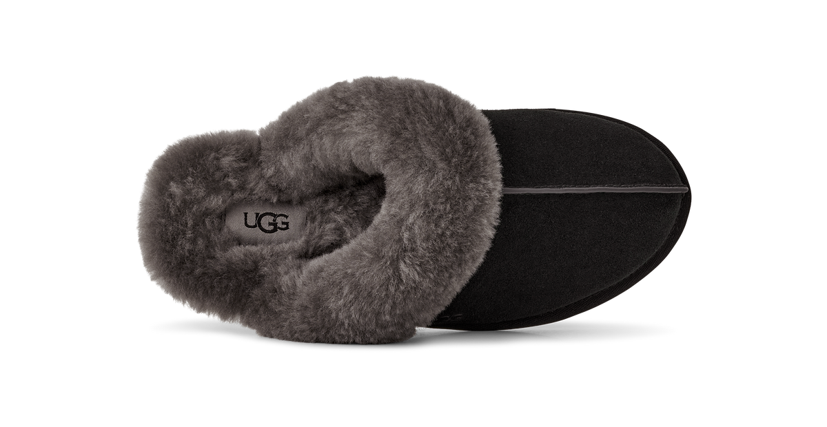 UGG Scuffette II Womens Slippers — Black/Grey Suede