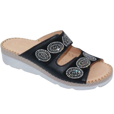 Glitz Gem-Studded Leather Sandal