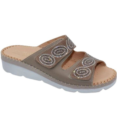 Glitz Gem-Studded Leather Sandal