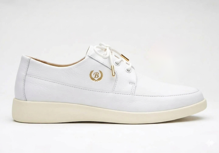 Johnny Famous Bally Style Park West Men's White Nappa Leather Low Top Sneakers
