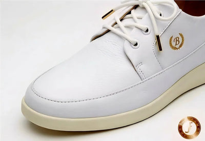 Johnny Famous Bally Style Park West Men's White Nappa Leather Low Top Sneakers