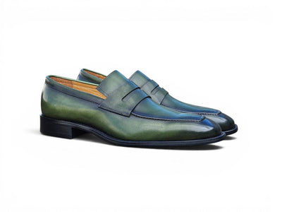 Carrucci Shoes Men's Men’s Penny Loafer Calfskin Leather Patina KS509 32