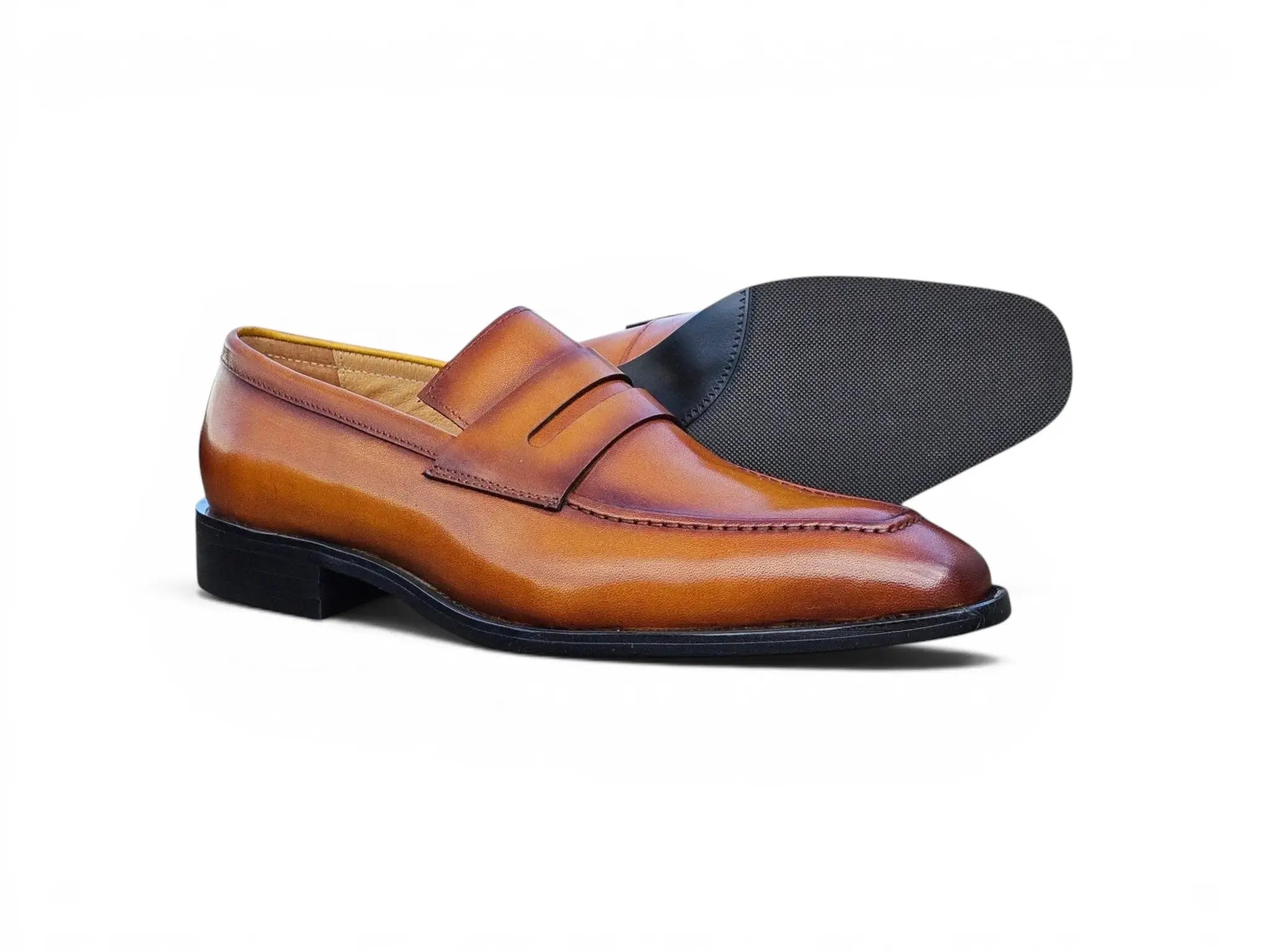 Carrucci Shoes Men's Men’s Penny Loafer Calfskin Leather Patina KS509 32