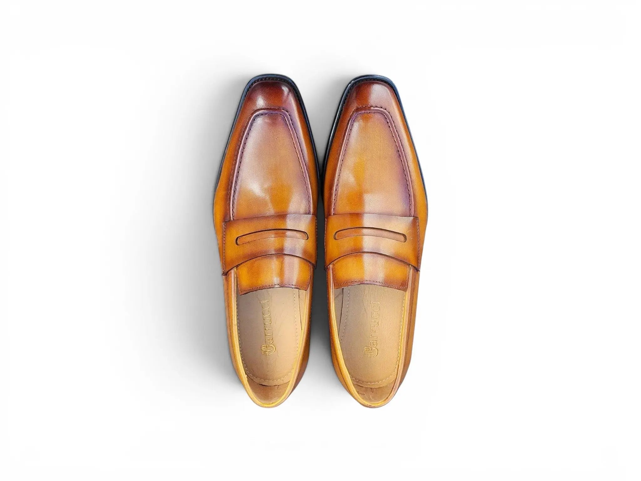 Carrucci Shoes Men's Men’s Penny Loafer Calfskin Leather Patina KS509 32