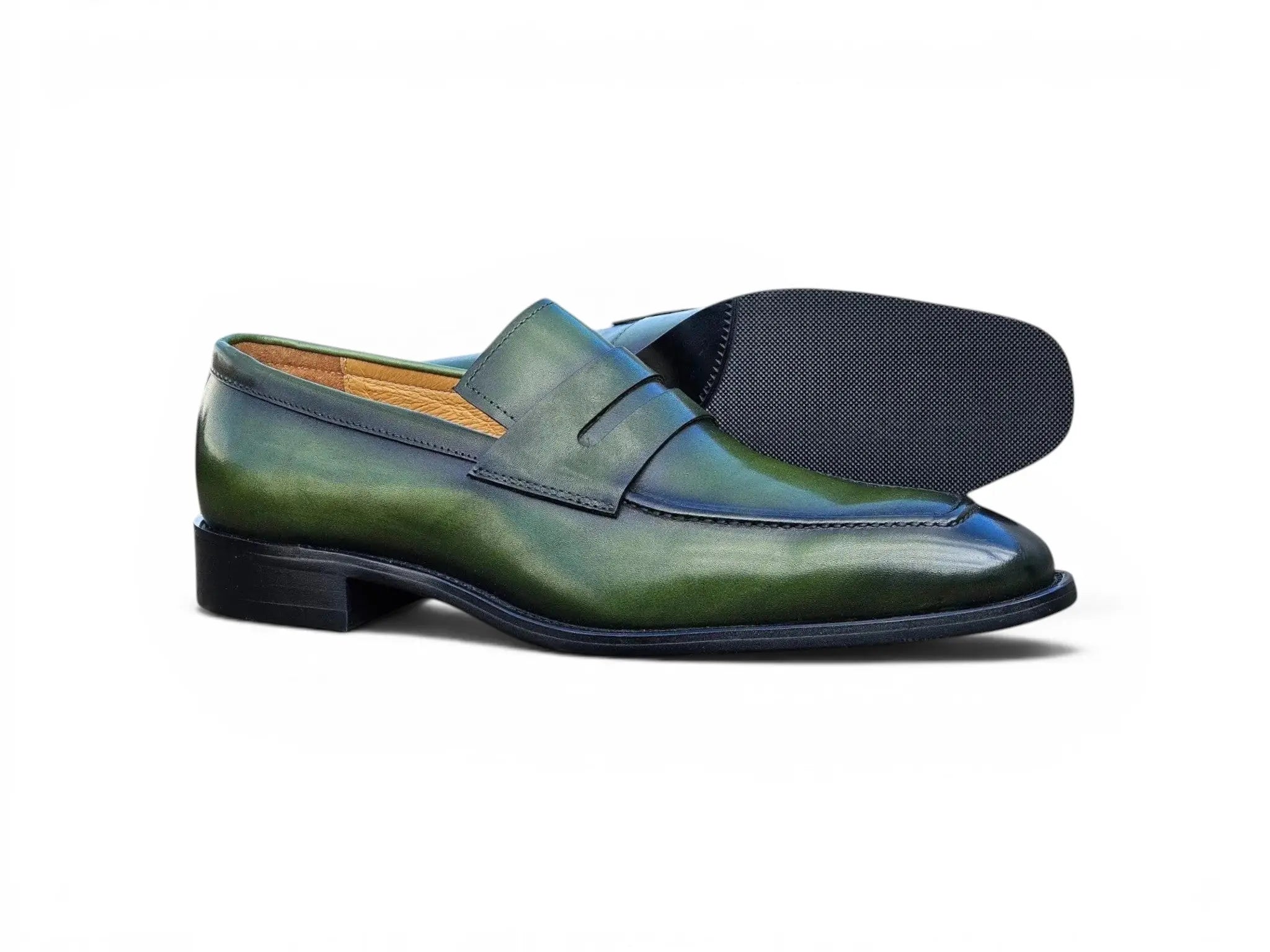 Carrucci Shoes Men's Men’s Penny Loafer Calfskin Leather Patina KS509 32
