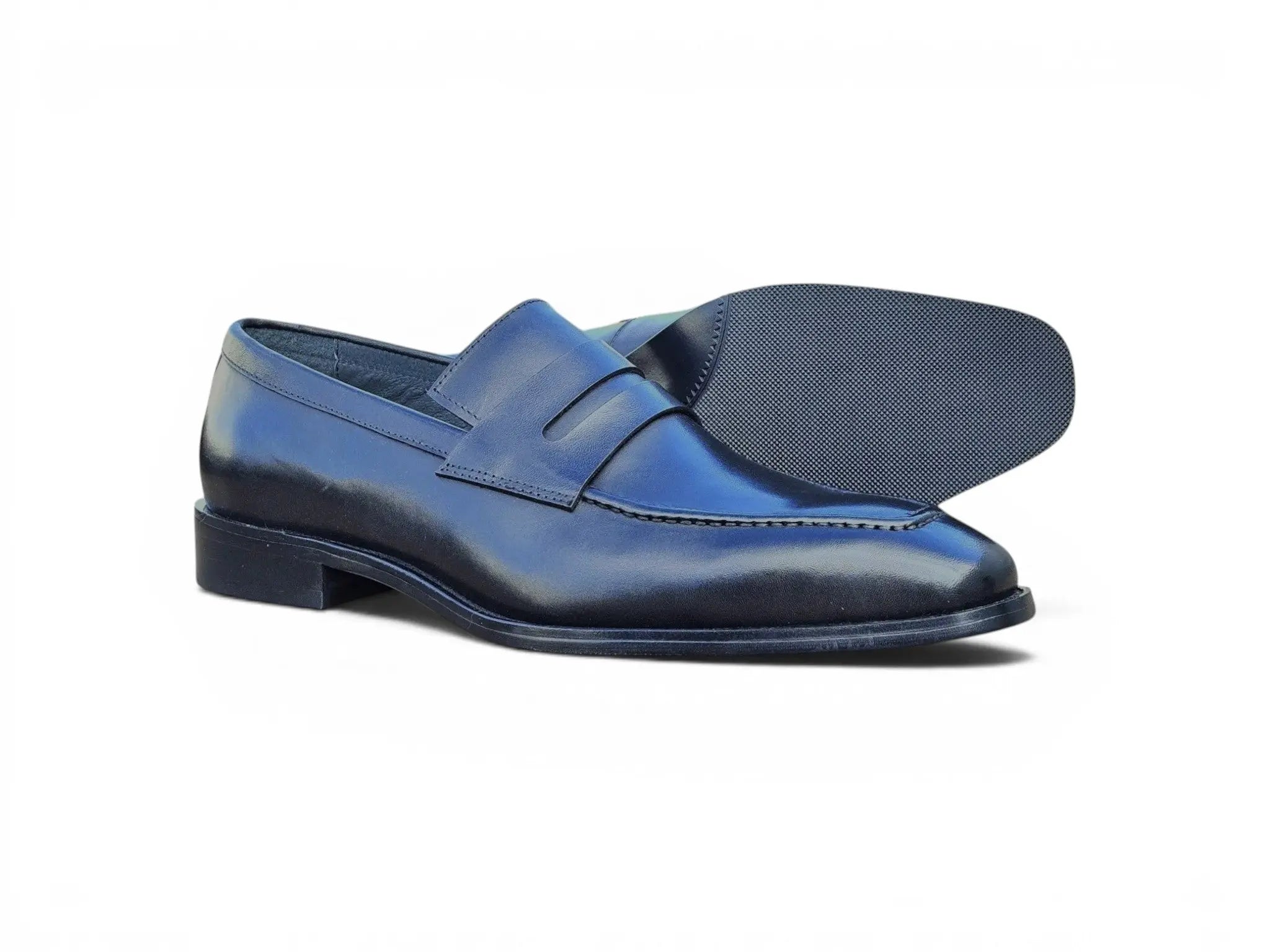 Carrucci Shoes Men's Men’s Penny Loafer Calfskin Leather Patina KS509 32