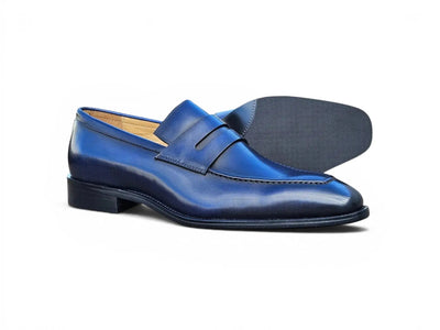 Carrucci Shoes Men's Men’s Penny Loafer Calfskin Leather Patina KS509 32
