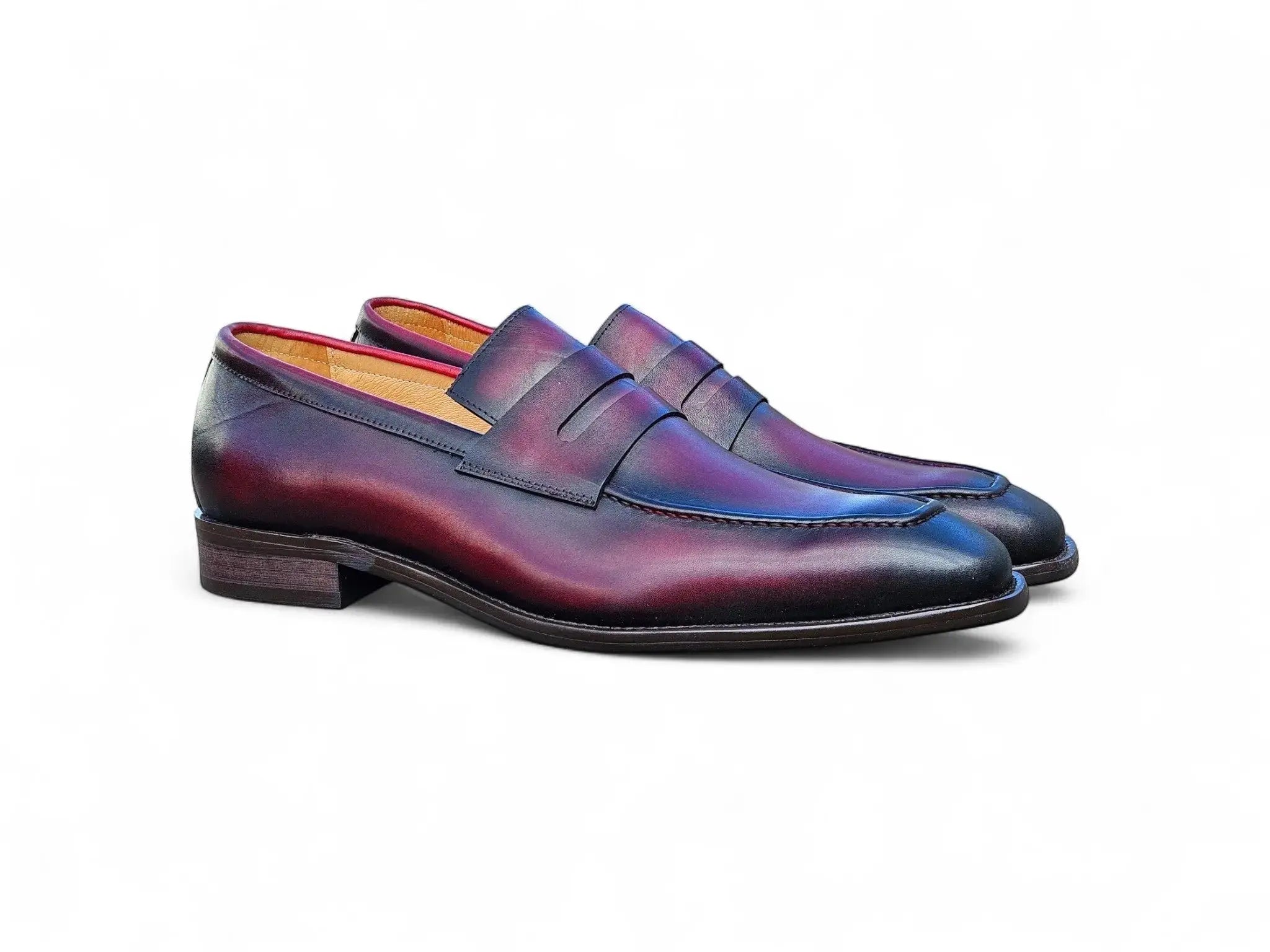Carrucci Shoes Men's Men’s Penny Loafer Calfskin Leather Patina KS509 32