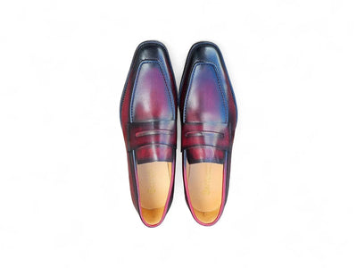 Carrucci Shoes Men's Men’s Penny Loafer Calfskin Leather Patina KS509 32