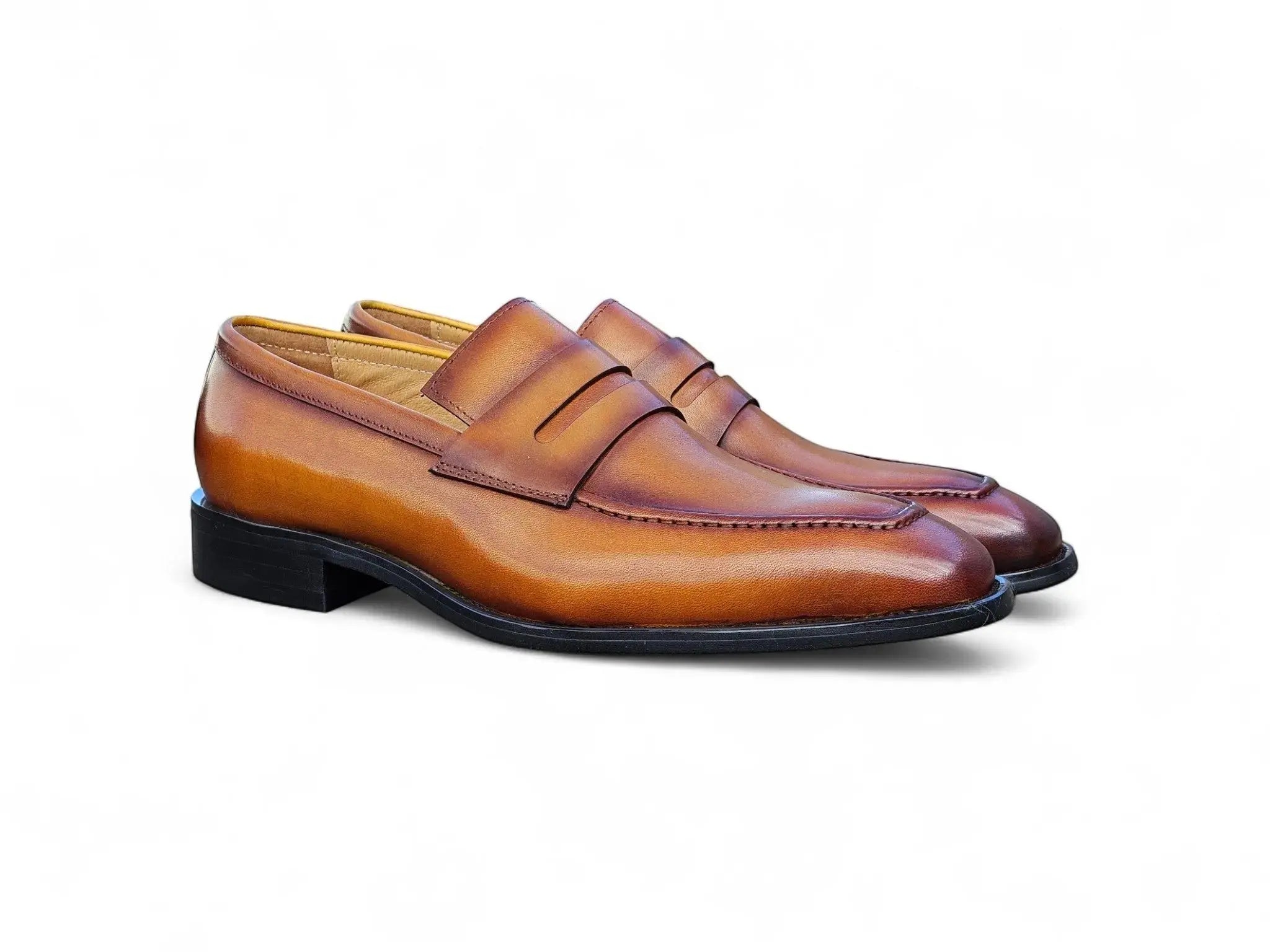 Carrucci Shoes Men's Men’s Penny Loafer Calfskin Leather Patina KS509 32