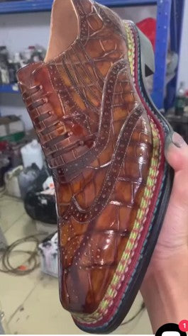 C&E Fashions  Maurice Phantom Custom Made Alligator Shoe - Cognac – product view 1