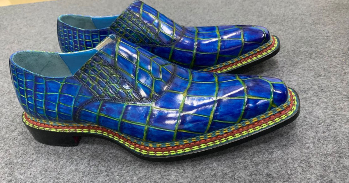 C&E Fashions  Maurice Phantom II Custom Made Alligator Shoe - Blue – product view 2