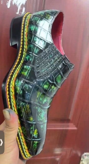 C&E Fashions  Maurice Phantom II Custom Made Alligator Shoe - Green – product view 2