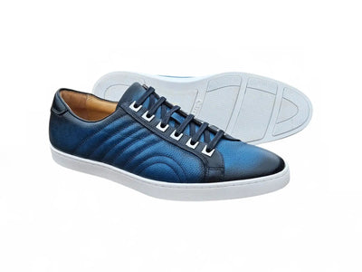 Carrucci Shoes Primo Hand Burnished Men's Full Grain Pebble Leather Sneakers view 7