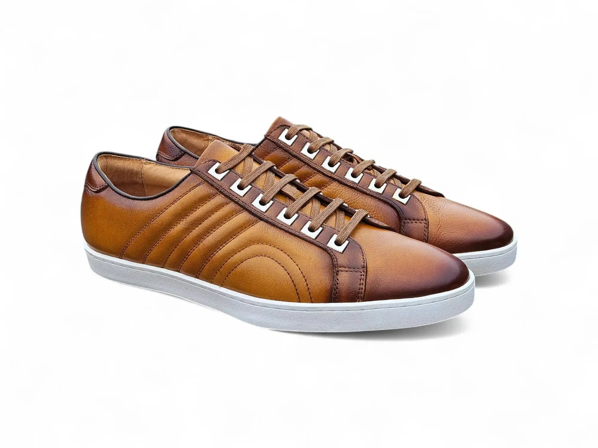 Carrucci Shoes Primo Hand Burnished Men's Full Grain Pebble Leather Sneakers view 8
