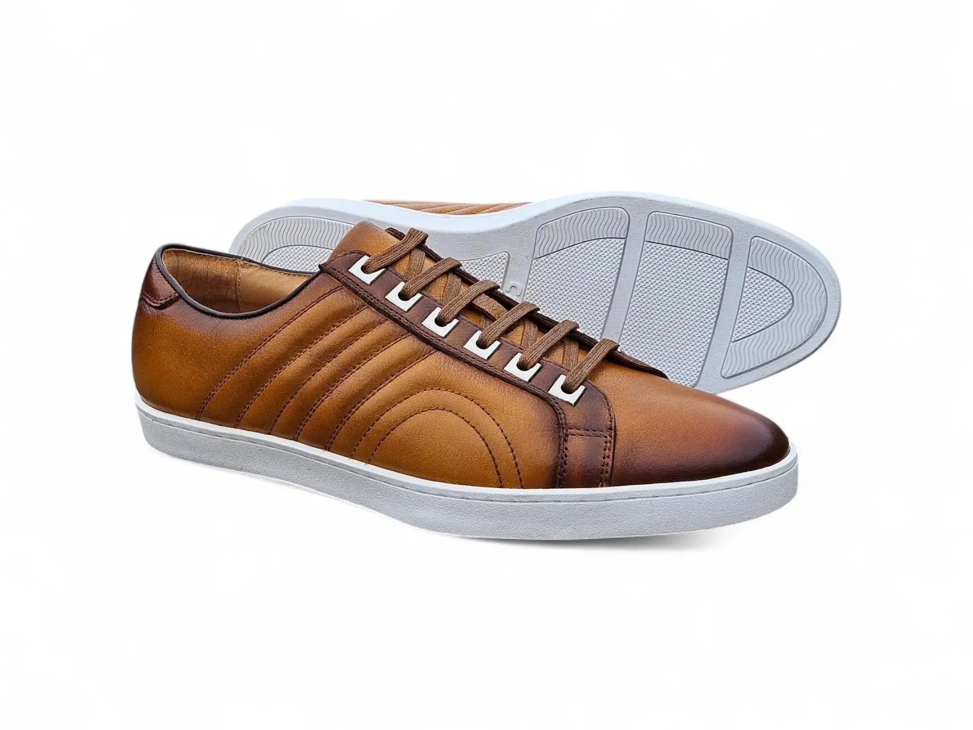 Carrucci Shoes Primo Hand Burnished Men's Full Grain Pebble Leather Sneakers view 9