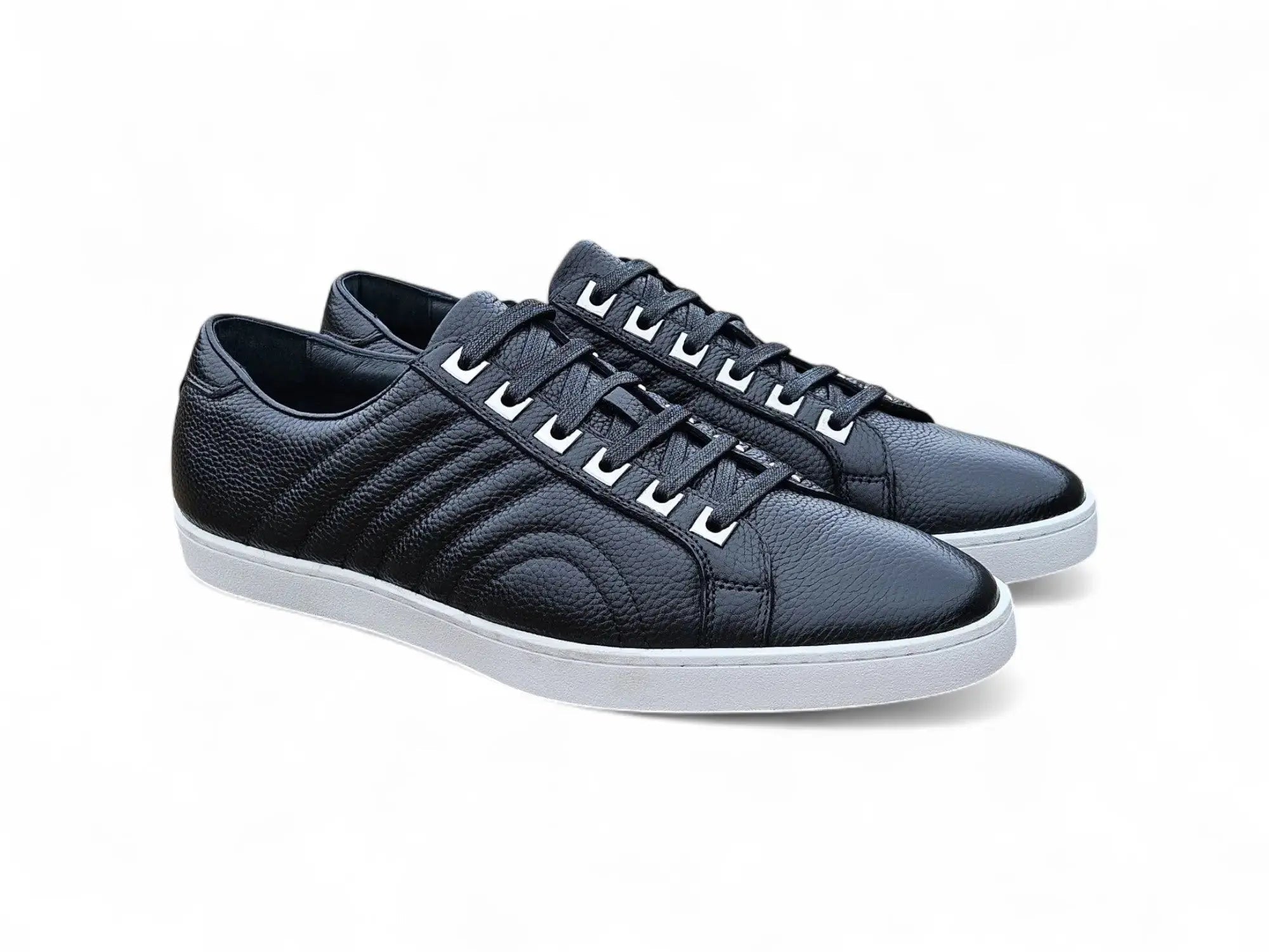 Carrucci Shoes Primo Hand Burnished Men's Full Grain Pebble Leather Sneakers front view
