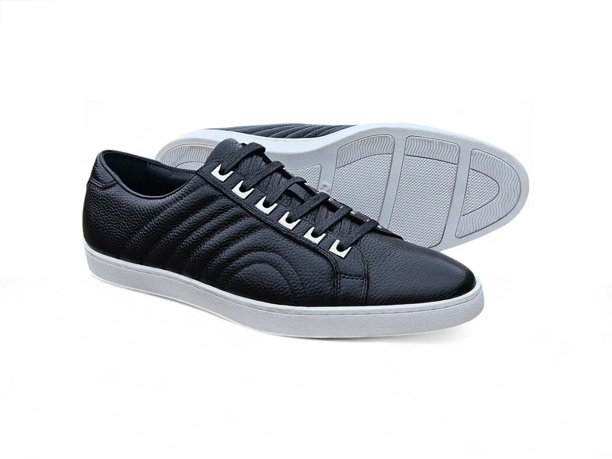 Carrucci Shoes Primo Hand Burnished Men's Full Grain Pebble Leather Sneakers side view