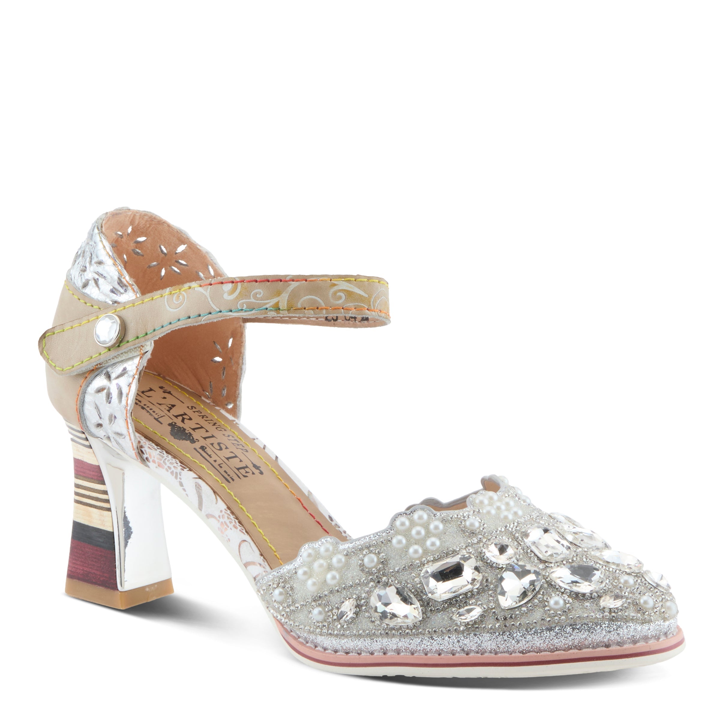 L'Artiste L'ARTISTE QUEENLATIFAH SHOES shoe in black multi with handcrafted leather design