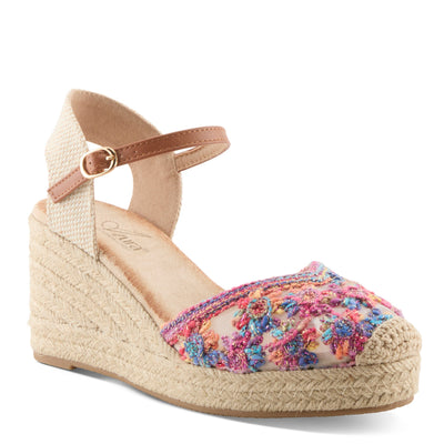 Azura Queridita Espadrilles women's wedge sandal in rainbow with buckle detail