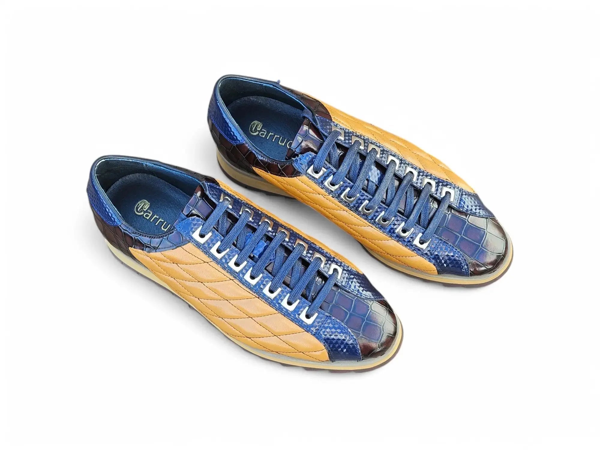 Carrucci Shoes Men’s Luxury Quilted Leather Sneaker Crocodile KS62 side view