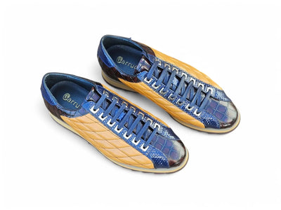 Carrucci Shoes Men’s Luxury Quilted Leather Sneaker Crocodile KS62 side view
