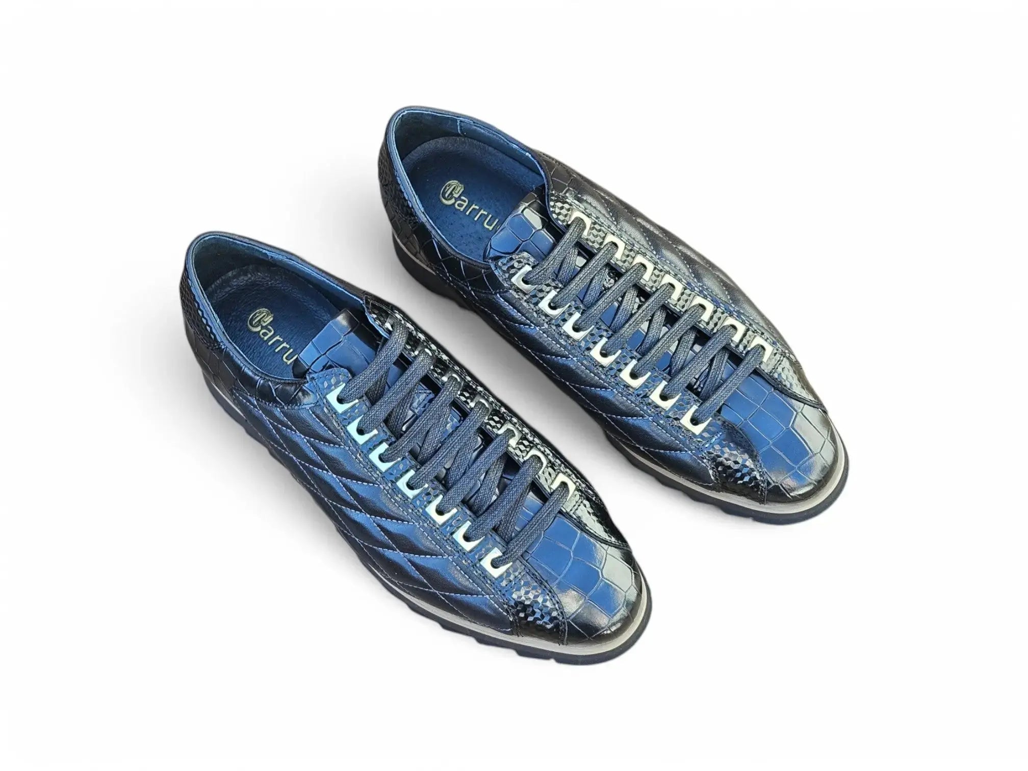 Carrucci Shoes Men’s Luxury Quilted Leather Sneaker Crocodile KS62 view 6